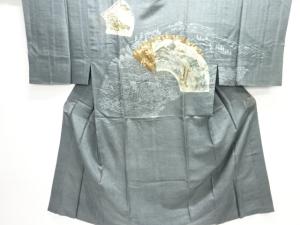 アンティーク　扇面に風景模様男物長襦袢